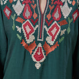 Myra Dark Teal Applique Embroidered Kurta Set