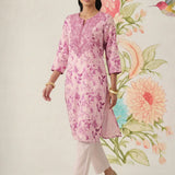 Kavya Fuchsia Printed Chanderi Suit Set with Dupatta