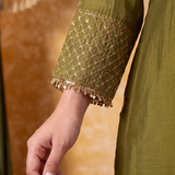 Vritika Shamrock green Embroidered Suit Set