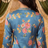 Aarohi Ocean Blue Printed Top