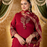 Ameera Ruby Red Embroidered Suit Set