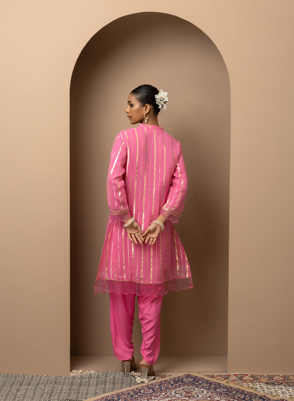 Pink Co-ord Set with Sequin Work Kurta and Dhoti