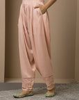 Solid Peach Pleated Salwar with Hem Lace Work