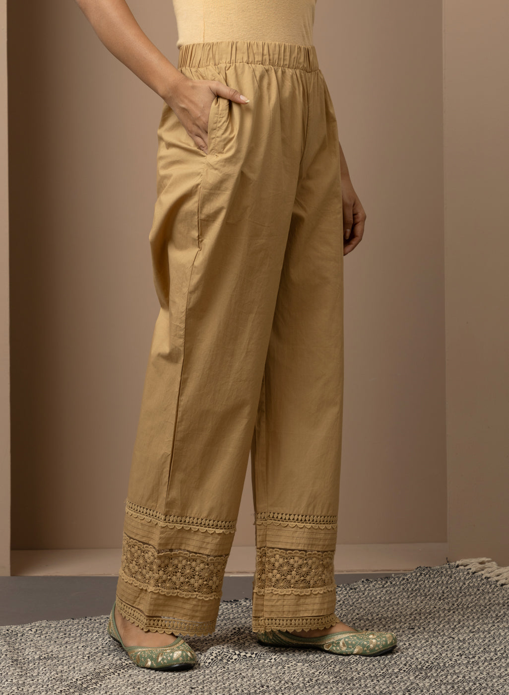 Golden Straight-Fit Palazzo