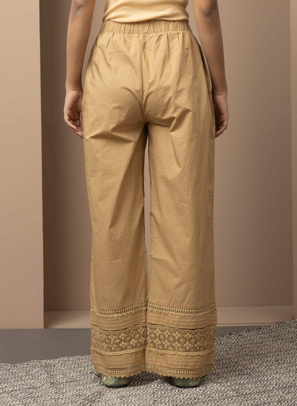 Golden Straight-Fit Palazzo