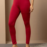 Farah Blood Red Viscose Lycra Leggings for Women