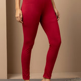 Farah Blood Red Viscose Lycra Leggings for Women