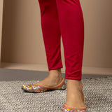 Farah Blood Red Viscose Lycra Leggings for Women