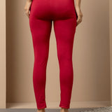 Farah Blood Red Viscose Lycra Leggings for Women