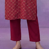 Red All Over Printed Kurta Set with Dori Embroider
