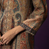 Aaraya Navy Printed Jamawar Kurta