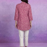 Pink  Luckhnavi Embroidered Bandhani Print A-Line Tunic