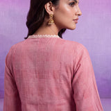 Aarna Carnation Pink Embroidered Kurta Set