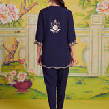 Nooraya Berry Navy Embroidered Co-ord Set