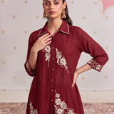 Arohi Bright Red Embroidered Co-ord Set