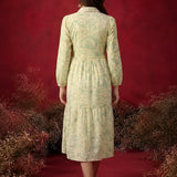 Pakeezah Cream with Green Embroidered Schiffli Indo-western Dress