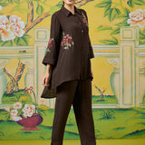 Eshira Walnut Brown Embroidered Co-ord Set