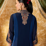 Misha Ombre Blue Embroidered Anarkali Kurta Set