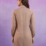 Beige Embroidered Co-ord Set with Raglan Sleeves
