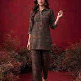 Dark Green All Over Printed Cotton Straight Co-Ord Set