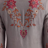 Aayat Silver Grey Embroidered Kurta Set