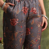 Wool Blend Floral Printed Kurta Trouser Dupatta Set