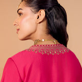 Riva Raspberry Fuchsia Embroidered Suit Set