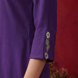 Dark Purple Solid Cotton Straight Co-Ord Set