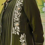 Aurelia Forest Green Dori Embroidered Appliqué Co-ord Set