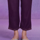 Purple Rayon V-Neck Co-ord Set with Palazzo