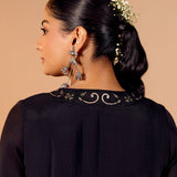 Tara Midnight Black Embroidered Anarkali Suit Set