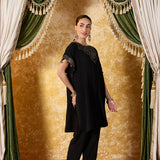 Vanya Metallic Black Embroidered Co-ord Set