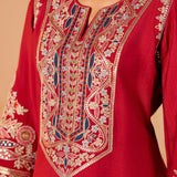 Devika Dark Red Embroidered Suit Set
