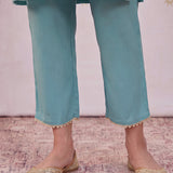 Noor Cyan Blue Aari Embroidered Suit Set