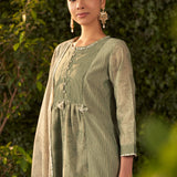 Amaya Green Printed Chanderi Suit Set with Dupatta