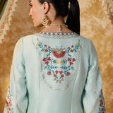 Vaara Nishat Sky Blue Embroidered Suit Set with Dupatta