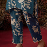 Blue Printed Cotton Blend Relaxed Co-ord Set