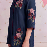 Eshira Cobalt Navy Embroidered Co-ord Set