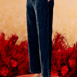 Siya Deep Teal Embroidered Velvet Corduroy Co Ord Set