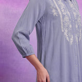 Blue Rayon Embroidered Shirt