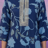 Royal Blue All Over Printed Cotton Kurta