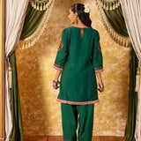 Nysa Emerald Green Embroidered Farshi Suit Set