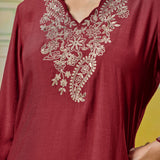 Meher Matt Red Embroidered Kurta Set