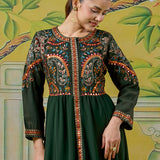 Ruhani Emerald Green Kutch Embroidered Panelled Kurta Set