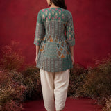 Manjha Mint Green Printed Cotton Tunic for Women