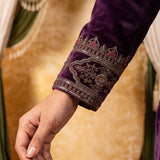 Varnika Royal Purple Embroidered Velvet Kurta Set