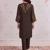 Aayat Subtle Brown Embroidered Kurta Set