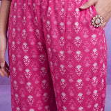 Fuchsia Pure Cotton Embroidered Mandarin Collar Co-ord Set