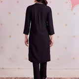 Nyra Matt Black Embroidered Kurta Set