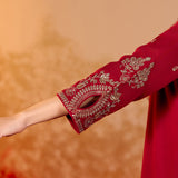 Ameera Ruby Red Embroidered Suit Set